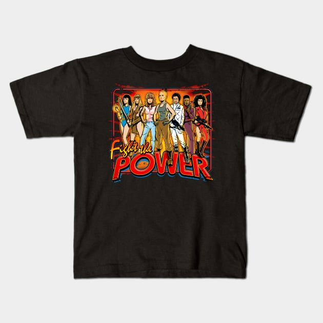 SuperWomen of the 80s - Fight The Power! Kids T-Shirt by Captain_RibMan